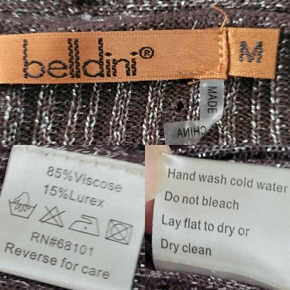 Belldini Cardigan Sweater Brown Sparkle Open Waterfall Long Sleeve Duster M - Picture 4 of 12